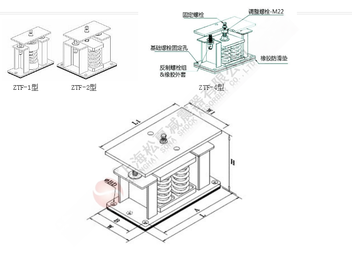 ZTF型可调式弹簧减震器结构图 ZTF型可调式弹簧减震器结构图